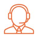 icon depicting a process server taking a legal document service order on a headset