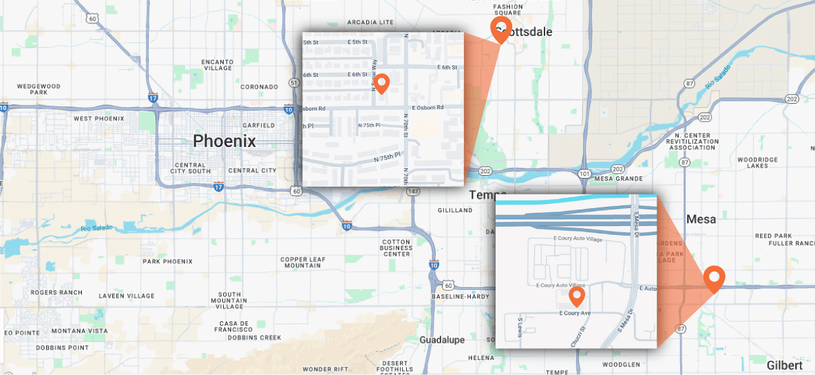 ASAP Serve locations on map